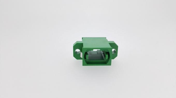 Green MPO MTP APC single mode fiber optic adapter with flange — front view