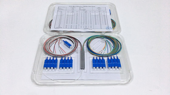 Mini Tube 1x16 PLC Optical Splitter with SC/UPC Connector and 0.9mm G657A Fiber Cable