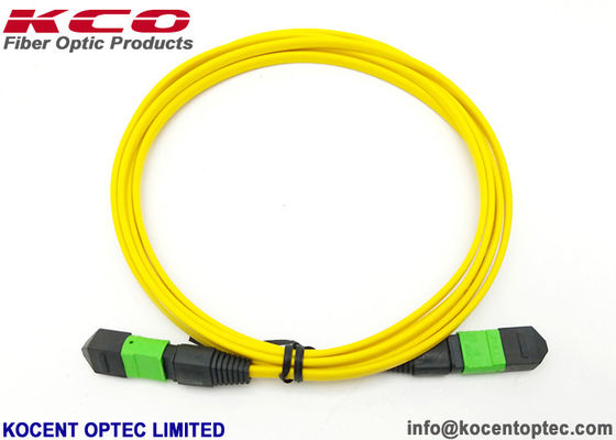 LSZH Yellow MPO MTP Trunk Cable Patch Cord 8 Core 12 Fiber Single Mode G657A2 Customized Length