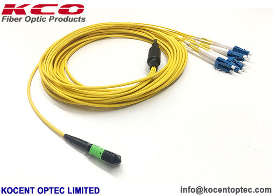 MTP APC to LC / MPO/APC to LC UPC 8fo Fiber Optic Patch Cord SM G657A LSZH Cover Customized