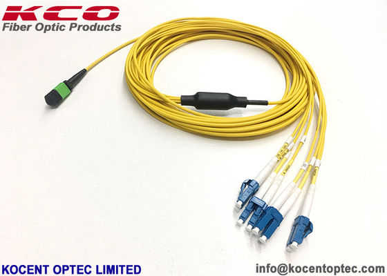 MTP APC to LC / MPO/APC to LC UPC 8fo Fiber Optic Patch Cord SM G657A LSZH Cover Customized