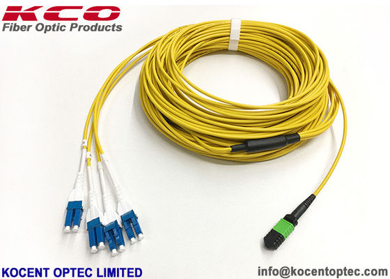 40G Data Center MTP Trunk Patch Cable / MPO To LC Duplex Uniboot Harness Cable 8 12 24 Core PVC LSZH Cover