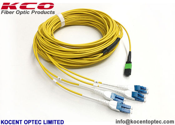 40G Data Center MTP Trunk Patch Cable / MPO To LC Duplex Uniboot Harness Cable 8 12 24 Core PVC LSZH Cover