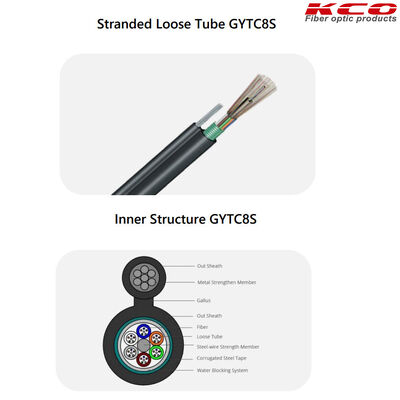144 Fibers OM4 Multimode 50/125 PSP Steel Tape Armored Figure 8 Aerial Optical Fiber Cable Self-Supporting GYTC8S