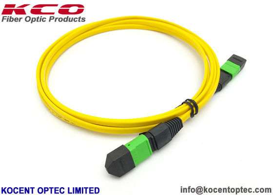 LSZH Yellow MPO MTP Trunk Cable Patch Cord 8 Core 12 Fiber Single Mode G657A2 Customized Length