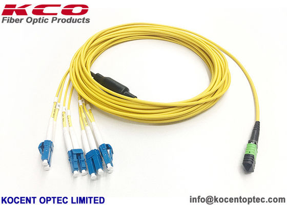MTP APC to LC / MPO/APC to LC UPC 8fo Fiber Optic Patch Cord SM G657A LSZH Cover Customized