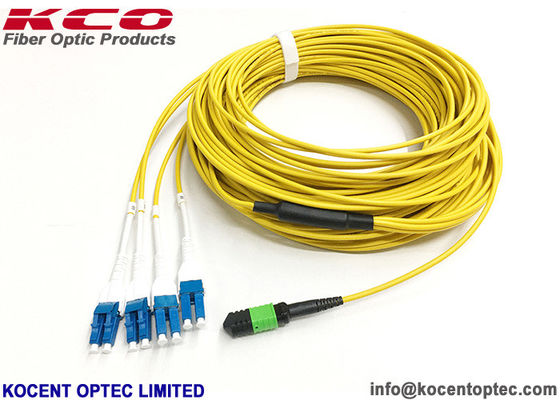 40G Data Center MTP Trunk Patch Cable / MPO To LC Duplex Uniboot Harness Cable 8 12 24 Core PVC LSZH Cover